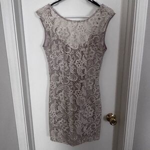 Bebe Women's Elegant Lace Ivory Cocktail, formal, mini Dress size Xs